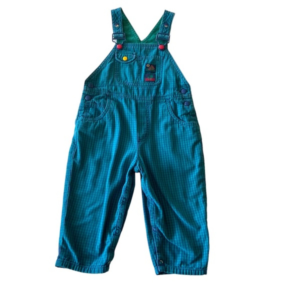 Vintage Teal Gingham Gymboree Kids Overalls